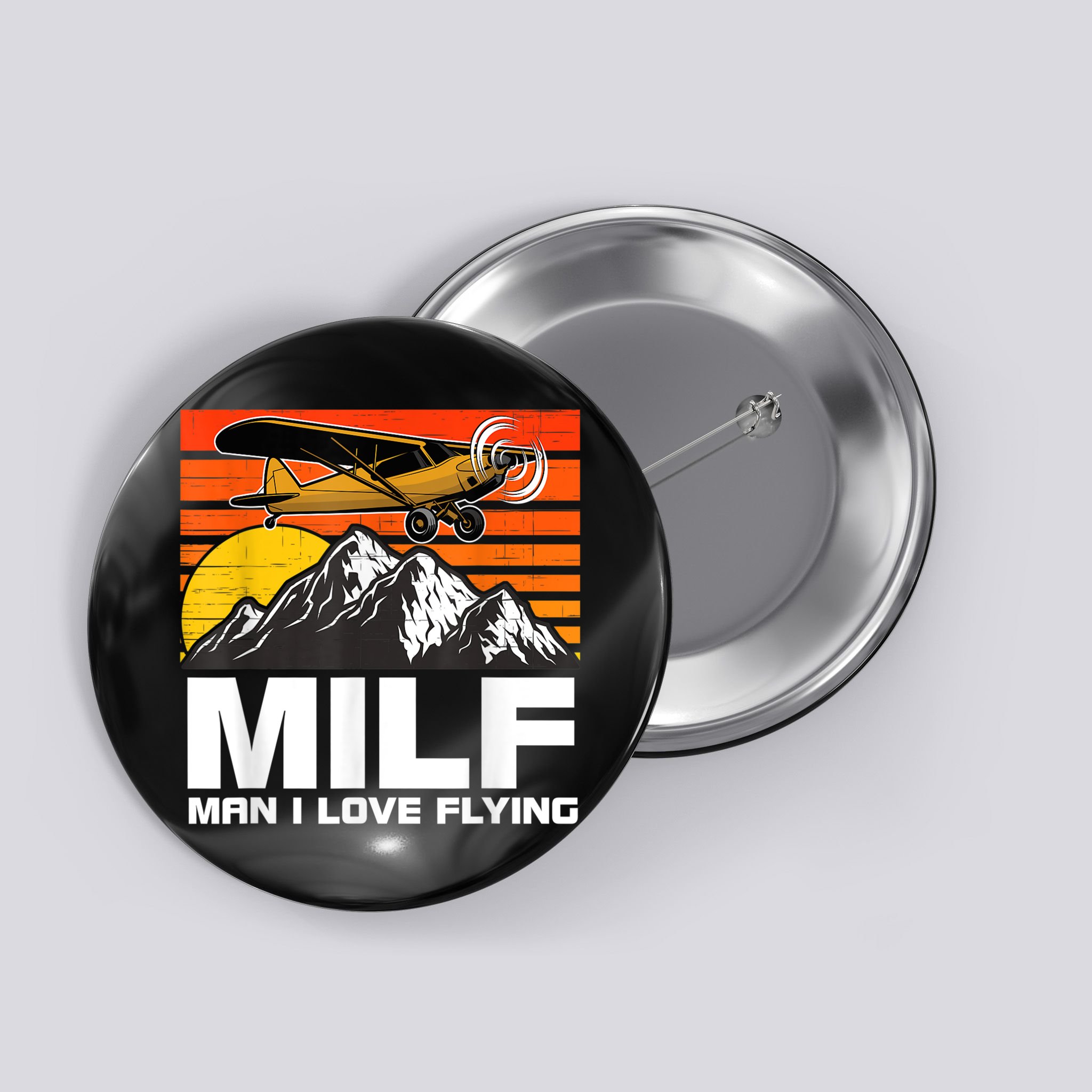 Funny Saying MILF Man I Love Flying Button