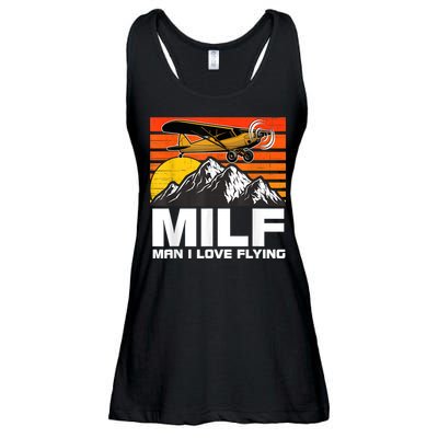 Funny Saying MILF Man I Love Flying Ladies Essential Flowy Tank