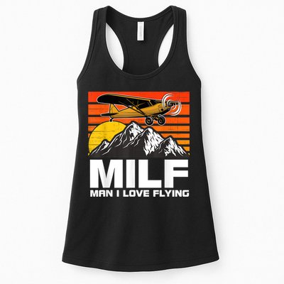 Funny Saying MILF Man I Love Flying Womens Tank Top