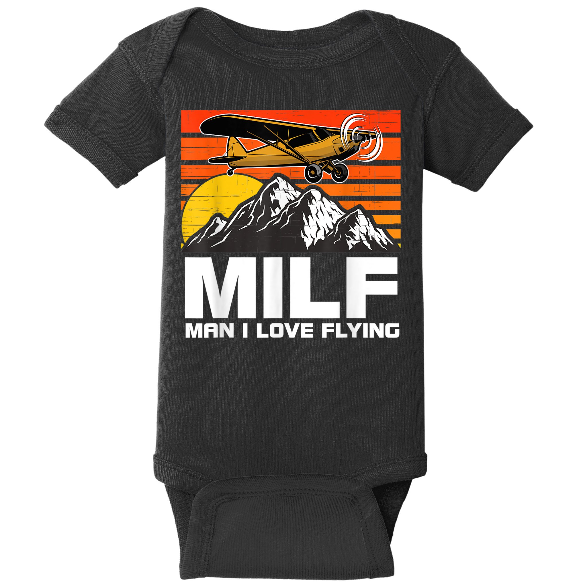 Funny Saying MILF Man I Love Flying Baby Bodysuit
