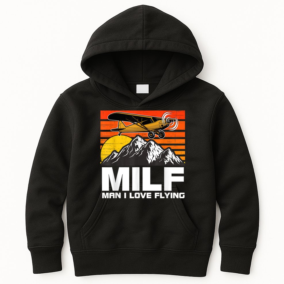 Funny Saying MILF Man I Love Flying Kids Hoodie