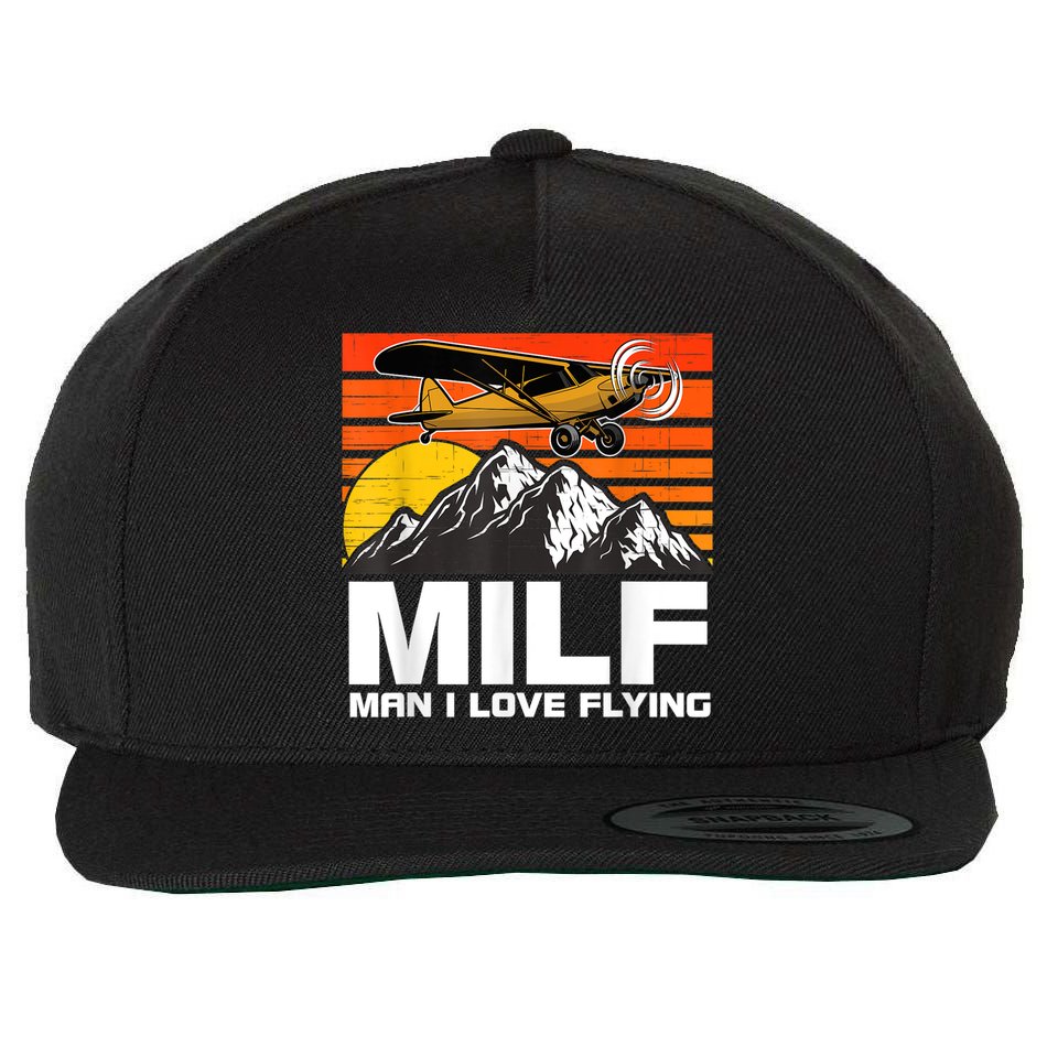 Funny Saying MILF Man I Love Flying Wool Snapback Cap