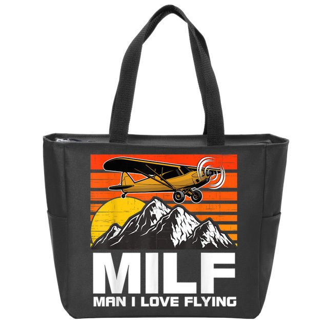 Funny Saying MILF Man I Love Flying Zip Tote Bag