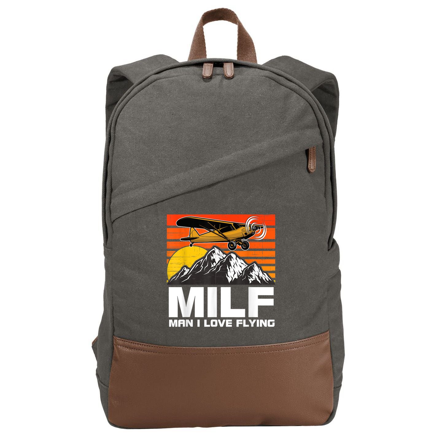 Funny Saying MILF Man I Love Flying Cotton Canvas Backpack