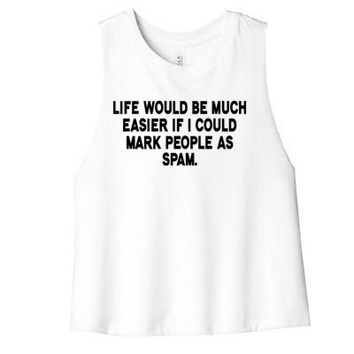 Funny Sarcastic Mark People As Spam Women's Racerback Cropped Tank