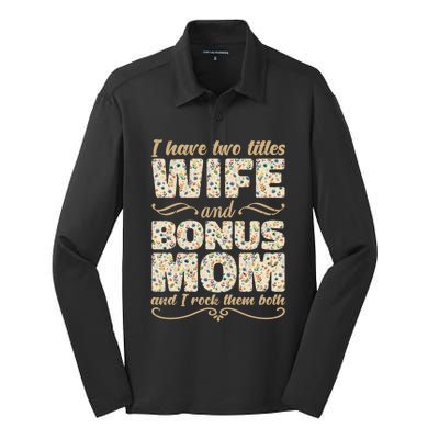 Floral Stepmom Mothers Day Mommy Mama Proud Bonus Mom Gift Silk Touch Performance Long Sleeve Polo