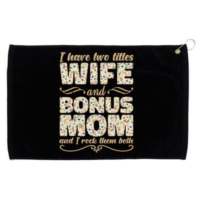 Floral Stepmom Mothers Day Mommy Mama Proud Bonus Mom Gift Grommeted Golf Towel