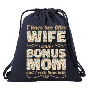 Floral Stepmom Mothers Day Mommy Mama Proud Bonus Mom Gift Drawstring Bag