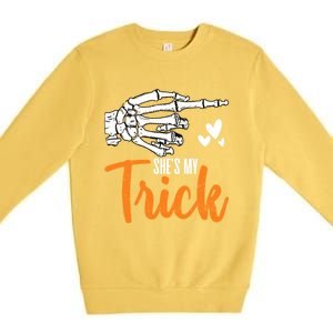 Funny SheS My Trick Skeleton Matching Couples Halloween Day Gift Premium Crewneck Sweatshirt