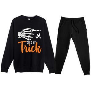 Funny SheS My Trick Skeleton Matching Couples Halloween Day Gift Premium Crewneck Sweatsuit Set