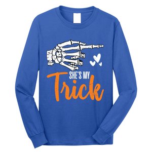 Funny SheS My Trick Skeleton Matching Couples Halloween Day Gift Long Sleeve Shirt