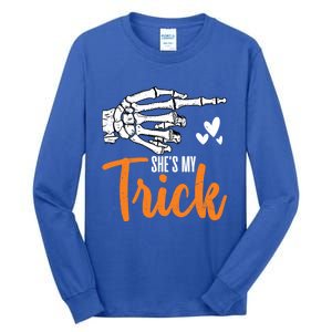 Funny SheS My Trick Skeleton Matching Couples Halloween Day Gift Tall Long Sleeve T-Shirt