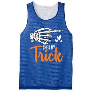 Funny SheS My Trick Skeleton Matching Couples Halloween Day Gift Mesh Reversible Basketball Jersey Tank