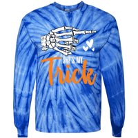 Funny SheS My Trick Skeleton Matching Couples Halloween Day Gift Tie-Dye Long Sleeve Shirt