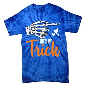 Funny SheS My Trick Skeleton Matching Couples Halloween Day Gift Tie-Dye T-Shirt