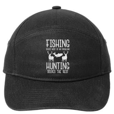 Fishing Solves Most Problems Hunting Rest Funny Men Women 7-Panel Snapback Hat