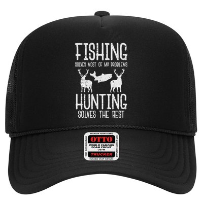 Fishing Solves Most Problems Hunting Rest Funny Men Women Trucker Hat