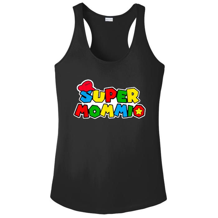 Funny Super Mommio Mother's Day Gamer Ladies PosiCharge Competitor Racerback Tank