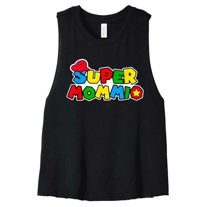 Funny Super Mommio Mother's Day Gamer Women's Racerback Cropped Tank