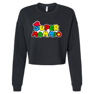 Funny Super Mommio Mother's Day Gamer Cropped Pullover Crew