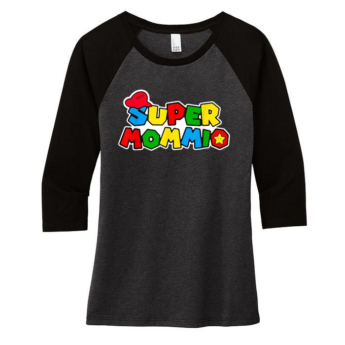 Funny Super Mommio Mother's Day Gamer Women's Tri-Blend 3/4-Sleeve Raglan Shirt