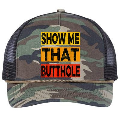 Funny Show Me That Butthole Sacratic Funny Gift Retro Rope Trucker Hat Cap