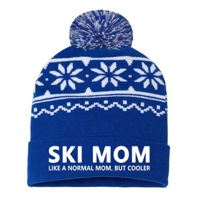 Funny Skiing Mother Ski Mom Cute Gift USA-Made Snowflake Beanie