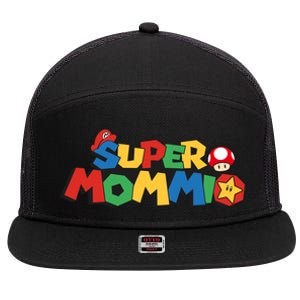 Funny Super Mommio Mother's Day 7 Panel Mesh Trucker Snapback Hat