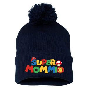 Funny Super Mommio Mother's Day Pom Pom 12in Knit Beanie