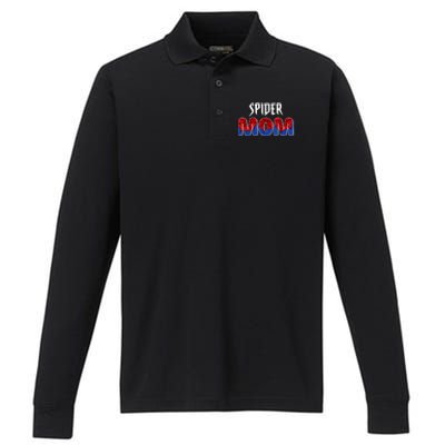 Funny Spider Mom For Love Performance Long Sleeve Polo