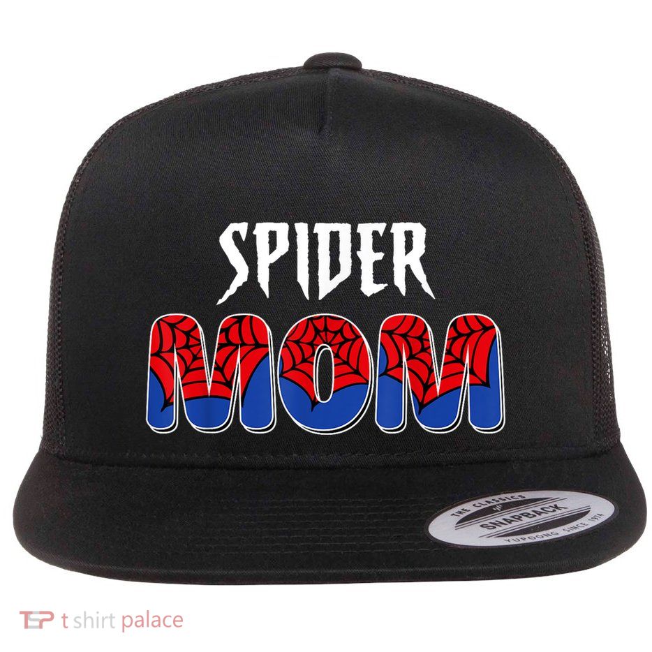 Funny Spider Mom For Love Flat Bill Trucker Hat
