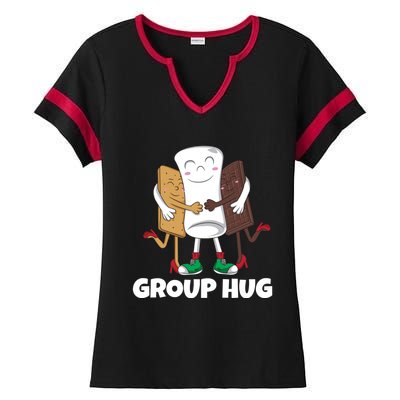 Funny Smores Marshmallow Chocolate Camping Group Hug Ladies Halftime Notch Neck Tee