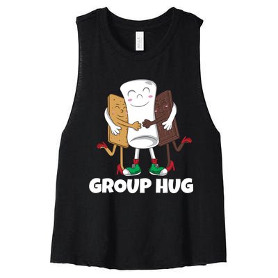 Funny Smores Marshmallow Chocolate Camping Group Hug Women's Racerback Cropped Tank