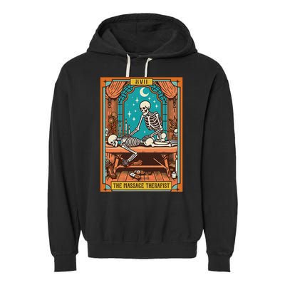 Funny Skeleton Massage Therapy Massage Therapist Tarot Card Garment-Dyed Fleece Hoodie