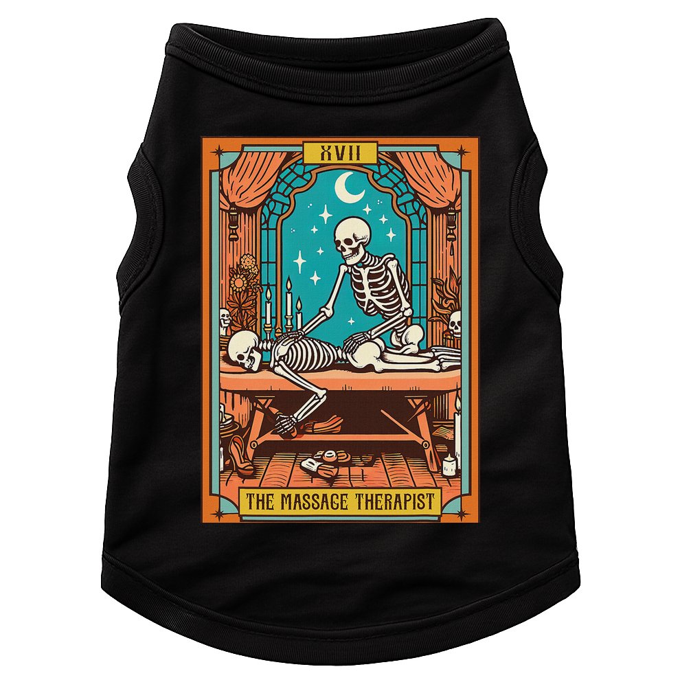 Funny Skeleton Massage Therapy Massage Therapist Tarot Card Doggie Tank