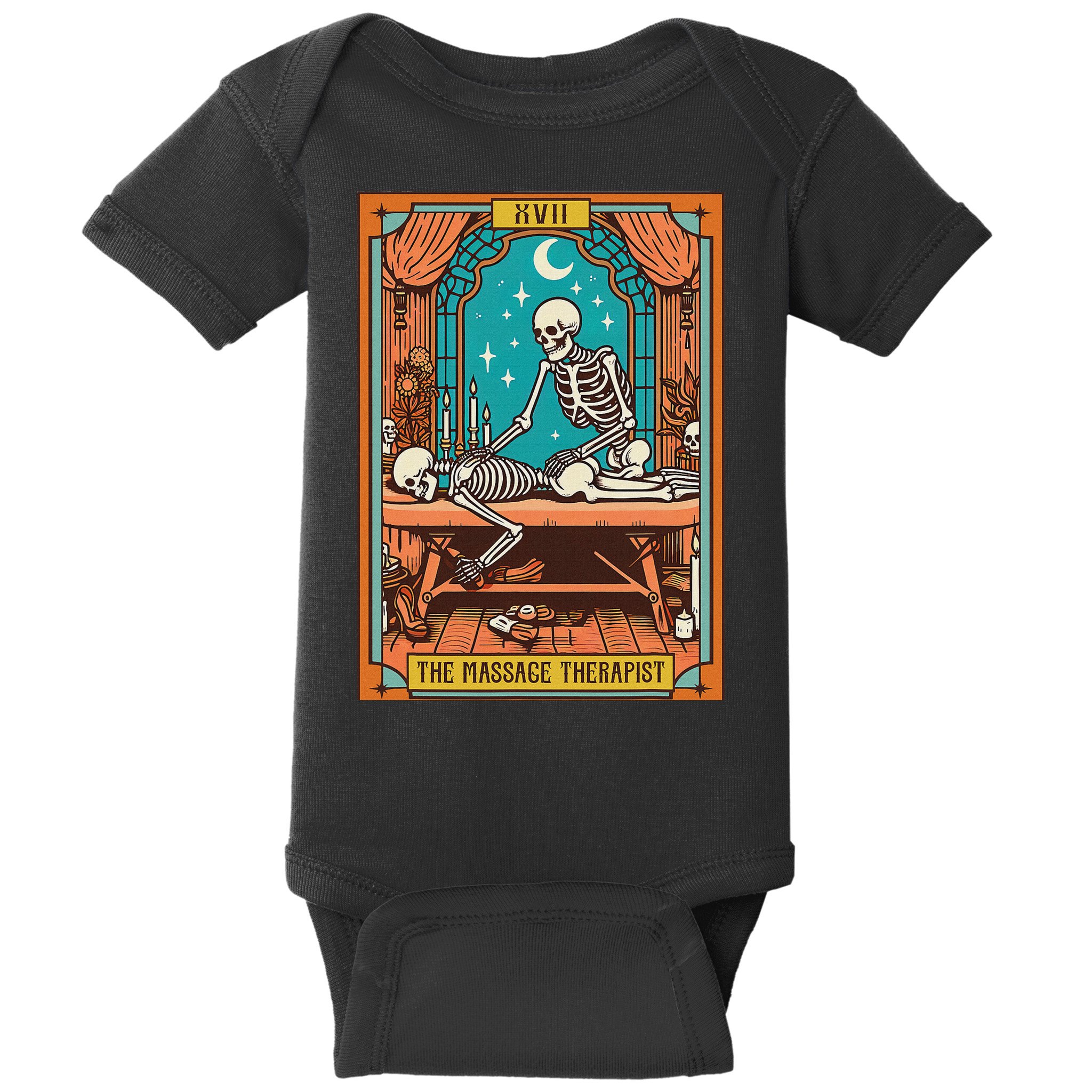 Funny Skeleton Massage Therapy Massage Therapist Tarot Card Baby Bodysuit