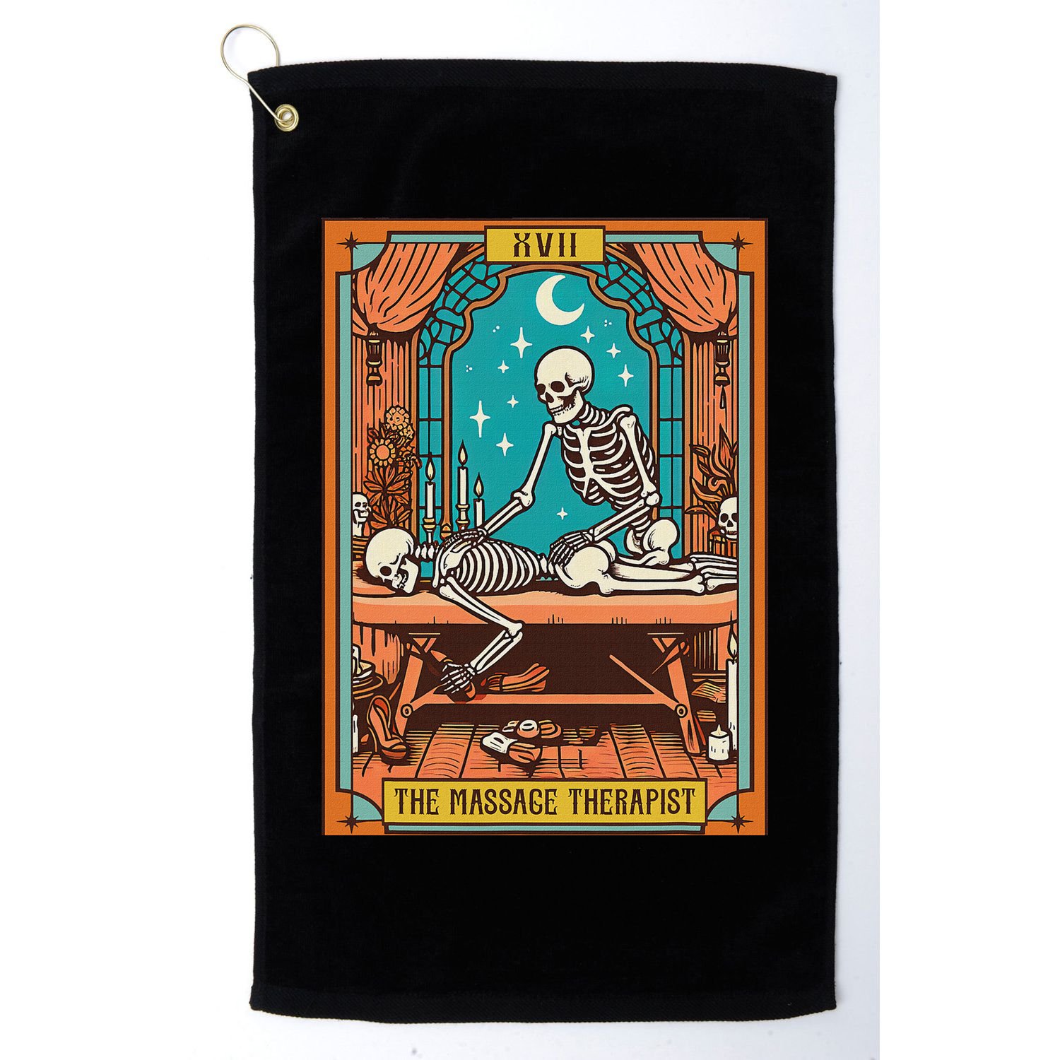 Funny Skeleton Massage Therapy Massage Therapist Tarot Card Golf Towel