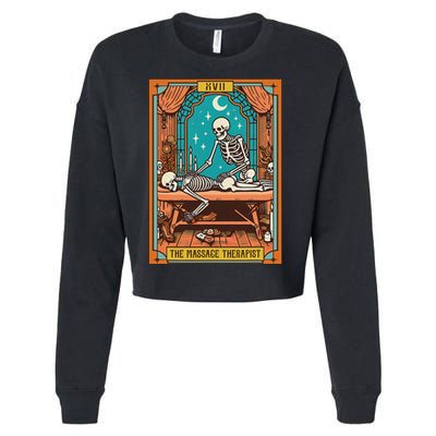 Funny Skeleton Massage Therapy Massage Therapist Tarot Card Cropped Pullover Crew