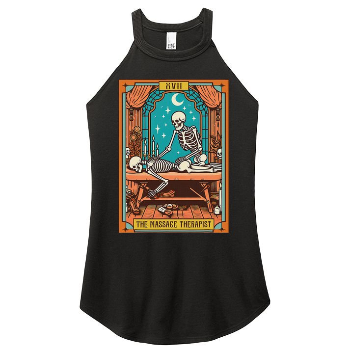 Funny Skeleton Massage Therapy Massage Therapist Tarot Card Women's Perfect Tri Rocker Tank