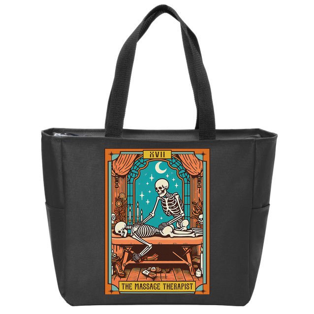 Funny Skeleton Massage Therapy Massage Therapist Tarot Card Zip Tote Bag