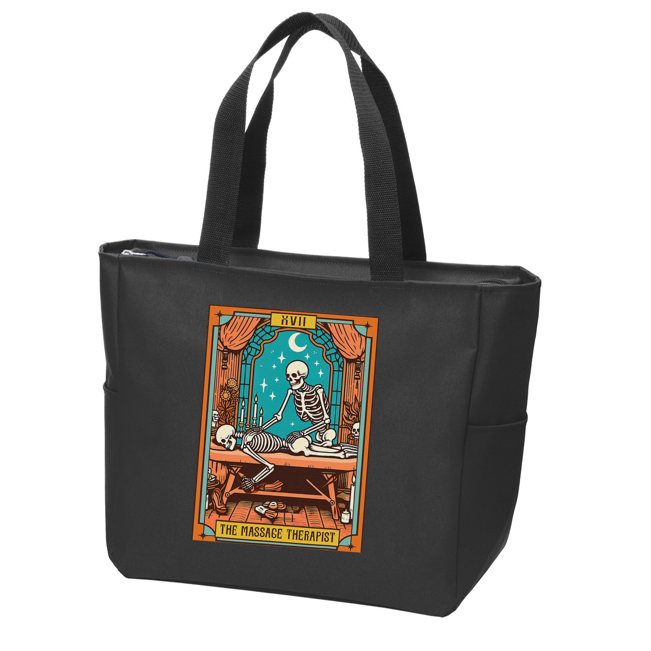 Funny Skeleton Massage Therapy Massage Therapist Tarot Card Zip Tote Bag