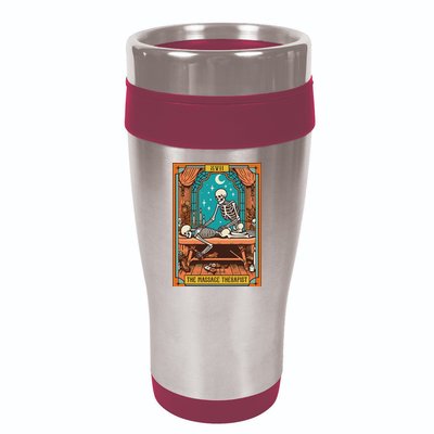 Funny Skeleton Massage Therapy Massage Therapist Tarot Card 16oz Travel Tumbler
