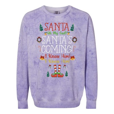 Funny Santa! My God Santa’S Coming Christmas Movie Quote Colorblast Crewneck Sweatshirt