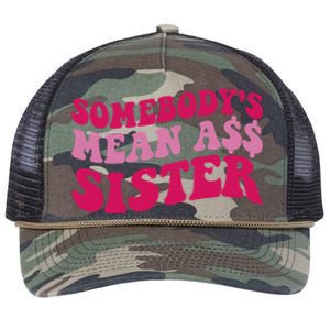 Funny Somebodys Mean Ass Sister Humor Quote Retro Rope Trucker Hat Cap