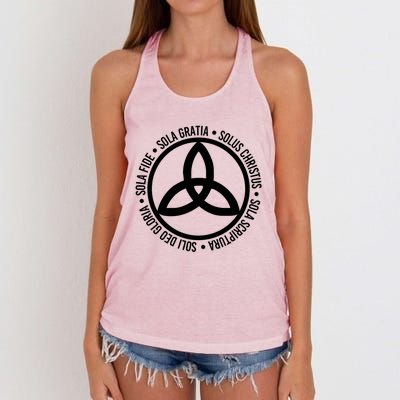 Five Solas Meaningful Gift Christian Trinity Triquetra Women's Knotted Racerback Tank