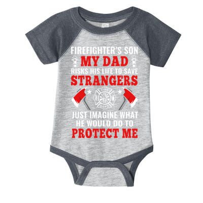 Firefighters Son My Dad Risks His Life To Save Stransgers Infant Baby Jersey Bodysuit