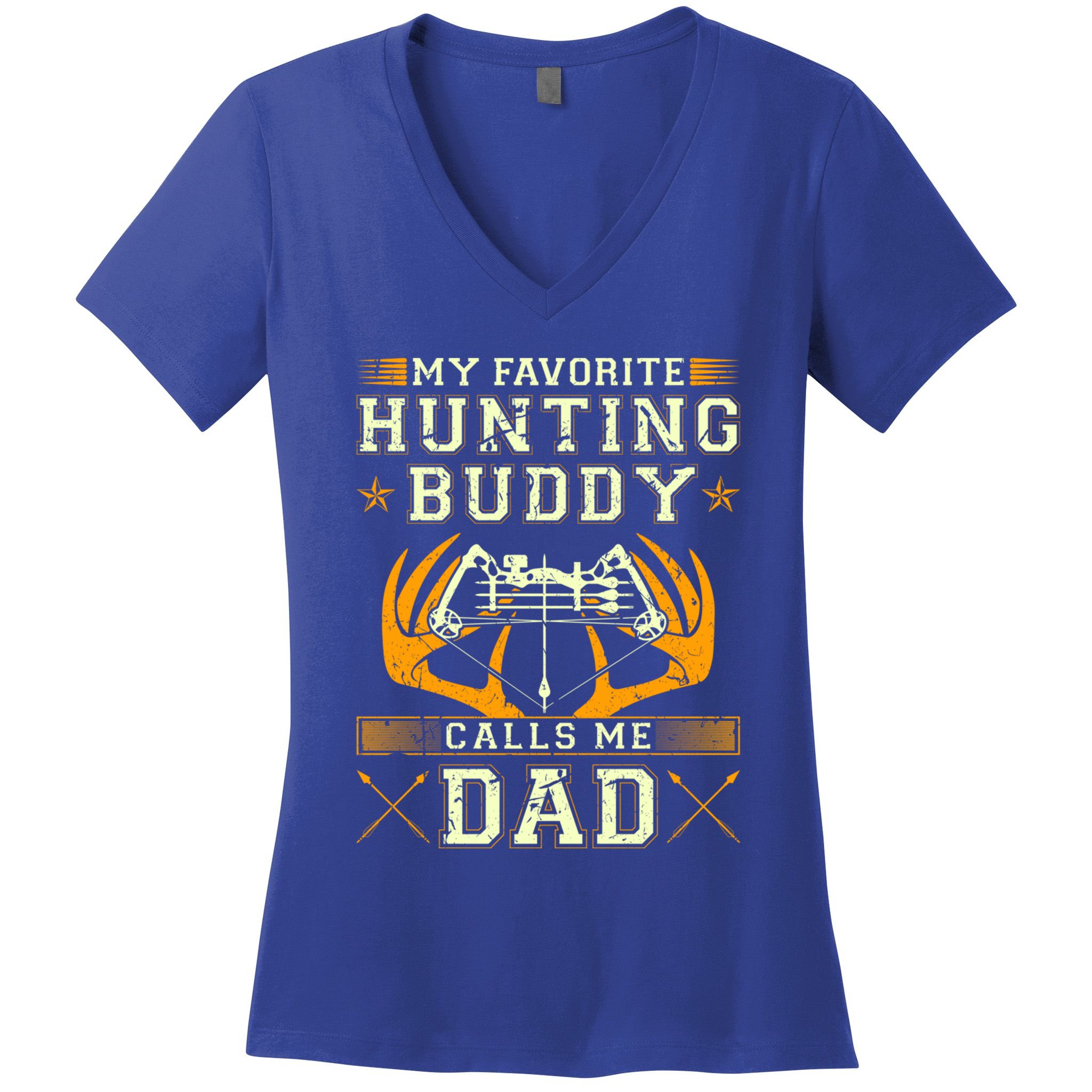 Father Son Matching Hunting Buddies Hunting Dad Cute Gift Women's V-Neck T-Shirt