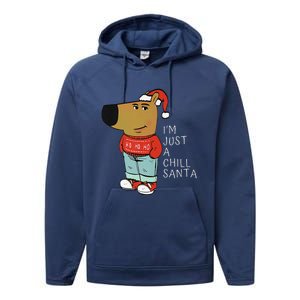 Funny Santa Merry Christmas Justachillguy A Chill Santa Performance Fleece Hoodie