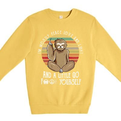 Funny Sloth Mostly Peace Love Yoga Gift Cool Gift Premium Crewneck Sweatshirt