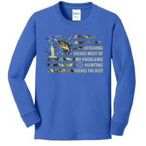 Fishing Solves Most Of My Problems Hunting Solves The Rest Gift Kids Long Sleeve Shirt